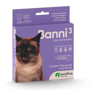Antipulgas Banni 3 para Gatos 2,6kg a 7,5kg Ourofino 1 Pipeta