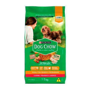 Ração Dog Chow Extra Life Cães Adultos Mini e Pequenos Carne, Frango e Arroz 1kg