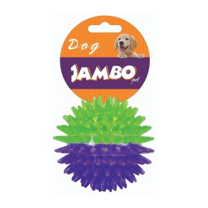 Brinquedo Para Cães Bola TPR Espinho Dual Roxo e Verde Pequeno Jambo Pet