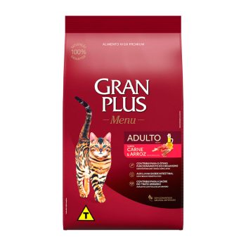 Ração GranPlus Menu Para Gatos Adultos Sabor Carne e Arroz 10,1kg