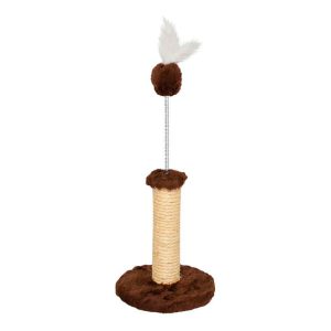 Arranhador Para Gatos Redondo Pequeno Pelúcia Marrom São Pet 18x18x23cm
