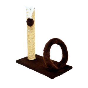 Arranhador Para Gatos Retangular com Argola Pelúcia Marrom São Pet 42x21x44