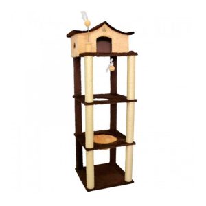 Arranhador Para Gatos Castelo Fit Bege e Marrom São Pet 60x60x197cm
