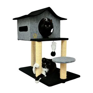 Arranhador Para Gatos Casa de Cuco Cinza e Preto São Pet 78x60x85cm