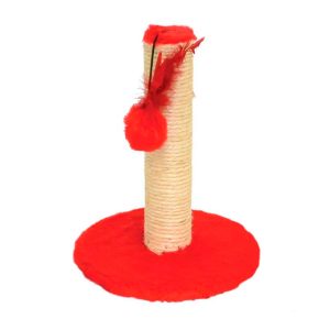 Arranhador Para Gatos Plataforma Liso 1 Médio com Pelúcia Vermelho São Pet 25x25x33cm