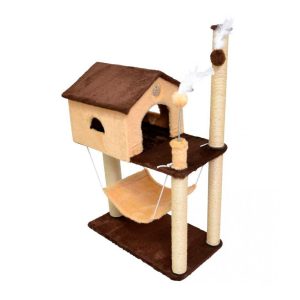 Arranhador Para Gatos House Bege e Marrom São Pet 70x35x104cm