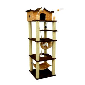 Arranhador Para Gatos Castelo Bege e Marrom São Pet 60x60x197cm