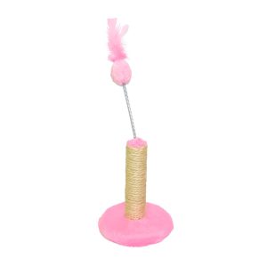 Arranhador Para Gatos Redondo Pequeno Pelúcia Rosa São Pet 18x18x23cm