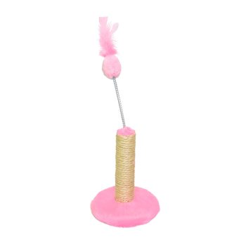 Arranhador Para Gatos Redondo Pequeno Pelúcia Rosa São Pet 18x18x23cm