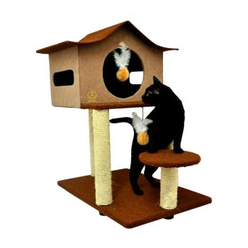Arranhador Para Gatos Casa de Cuco Marrom e Bege São Pet 78x60x85cm