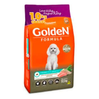 Ração Golden Fórmula Mini Bits Cães Adultos Porte Pequeno Frango e Arroz Leve 10,1kg Pague 9,1kg