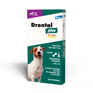 Vermífugo Drontal Plus Para Cães 10kg Elanco +Sabor Carne 4 Comprimidos