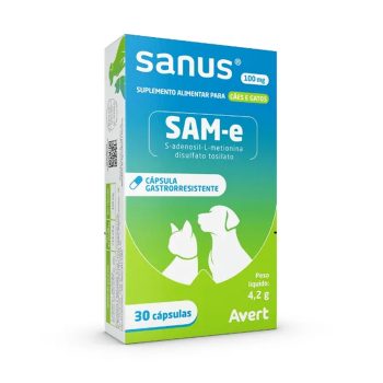 Suplemento Sanus 100mg Para Cães e Gatos Avert 30 Cápsulas