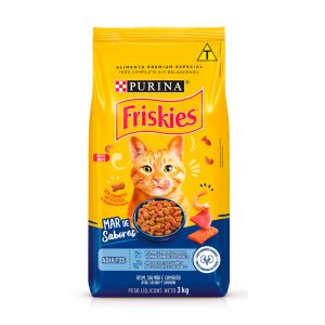 Ração Friskies Para Gatos Adultos Mar de Sabores Atum, Salmão e Camarão 3kg