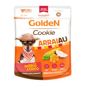 Biscoito Golden Cookie Arraiau Para Cães Adultos Porte Pequeno Milho e Coco 350g