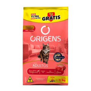 Ração Origens Para Gatos Sabor Carne Leve 11,1kg Pague 10,1kg