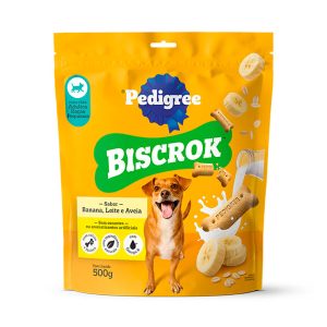Biscoito Pedigree Biscrok Para Cães Adultos Raças Pequenas Sabor Banana, Leite e Aveia 500g