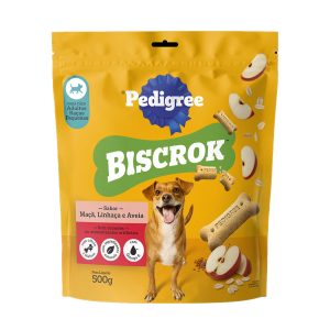Biscoito Pedigree Biscrok Para Cães Adultos Raças Pequenas Sabor Maçã, Linhaça e Aveia 500g