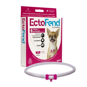 Coleira Antiparasitária Ectofend Rosa Para Cães Porte Pequeno e Médio Zoetis 48cm