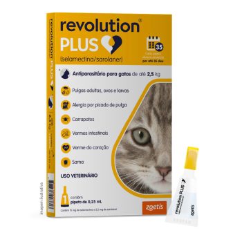 Antipulgas e Carrapatos Revolution Plus Para Gatos 1,25kg a 2,5kg Zoetis 1 Pipeta