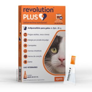 Antipulgas e Carrapatos Revolution Plus Para Gatos 2,6kg a 5kg Zoetis 1 Pipeta