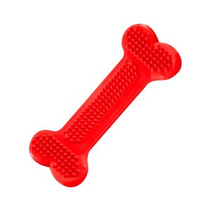 Brinquedo Para Cães Osso Massageador Dental Flex Mini Vermelho 10cm Pet Injet