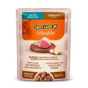 Ração Úmida Special Cat Ultralife Sachê Gatos Adultos Cordeiro 85g