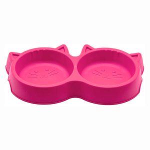 Comedouro Duplo Para Gatos Luxo Rosa Pet Injet
