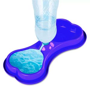 Comedouro Duplo Para Cães Osso Azul Pet Injet