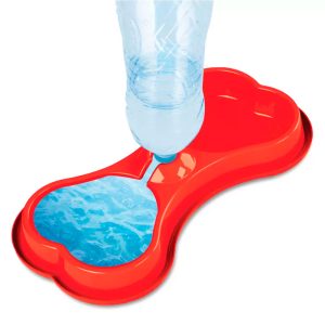 Comedouro Duplo Para Cães Osso Vermelho Pet Injet