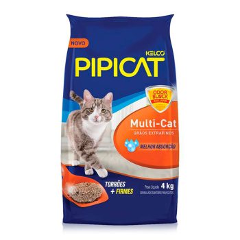 Areia Higiênica Pipicat Multi-Cat Para Gatos 4kg