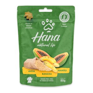 Petisco Snack Hana Natural Life Para Cães Sabor Aveia, Banana e Mamão 80g