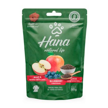 Petisco Snack Hana Natural Life Para Cães Sabor Maçã, Blueberry e Chia 80g