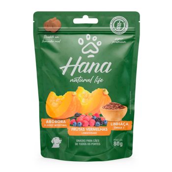 Petisco Snack Hana Natural Life Para Cães Sabor Abóbora, Frutas Vermelhas e Linhaça 80g