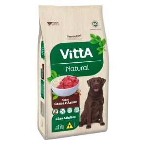 Ração Premier Vitta Natural Para Cães Adultos Sabor Carne e Arroz 15kg
