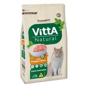 Ração Premier Vitta Natural Para Gatos Castrados Sabor Frango e Arroz 3kg
