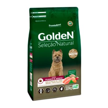 Ração Golden Seleção Natural Cães Sênior Porte Pequeno Frango e Arroz 3kg