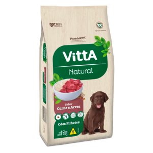 Ração Premier Vitta Natural Para Cães Filhotes Sabor Carne e Arroz 15kg