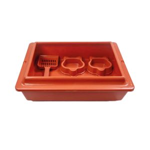 Kit Bandeja Higiênica com Borda, Comedouro e Pá Higiênica Para Gatos Terracota São Pet