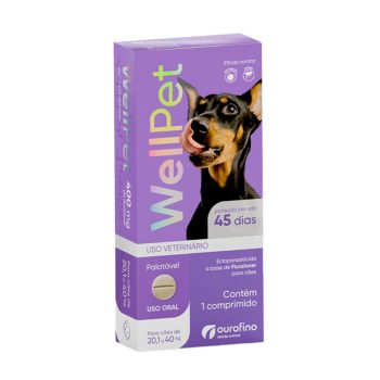 Antipulgas e Carrapatos Wellpet 400mg para Cães 20,1 a 40kg Ourofino 1 Comprimido