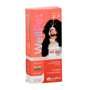 Antipulgas e Carrapatos Wellpet 560mg para Cães 40,1 a 56kg Ourofino 1 Comprimido