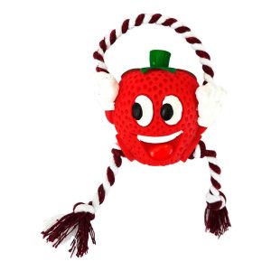 Brinquedo Mordedor Para Cães Morango com Corda Petgrows