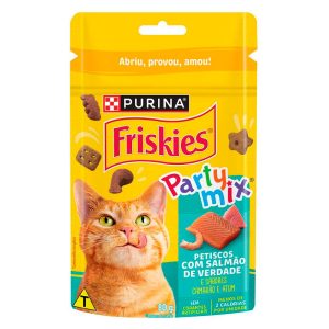 Petisco Friskies Party Para Gatos Adultos Sabor Salmão, Camarão e Atum 80g