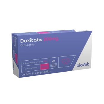 Doxitabs 200mg Antimicrobiano Para Cães e Gatos Biovet 14 Comprimidos