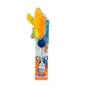 Brinquedo Para Gatos Bola com Pena Vai e Vem Petgrows