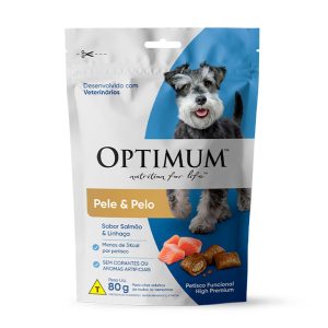 Petisco Optimum Para Cães Adultos Pele e Pelo Sabor Salmão 80g