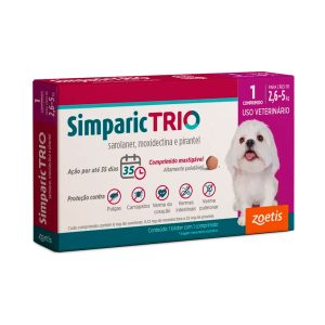 Simparic Trio 6mg Antipulgas e Carrapatos Para Cães 2,6 a 5kg 1 Comprimido