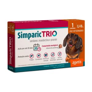 Simparic Trio 12mg Antipulgas e Carrapatos Para Cães 5,1 a 10kg 1 Comprimido