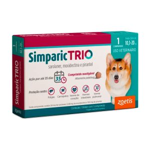 Simparic Trio 24mg Antipulgas e Carrapatos Para Cães 10,1 a 20kg 1 Comprimido