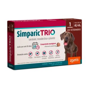 Simparic Trio 72mg Antipulgas e Carrapatos Para Cães 40,1 a 60kg 1 Comprimido